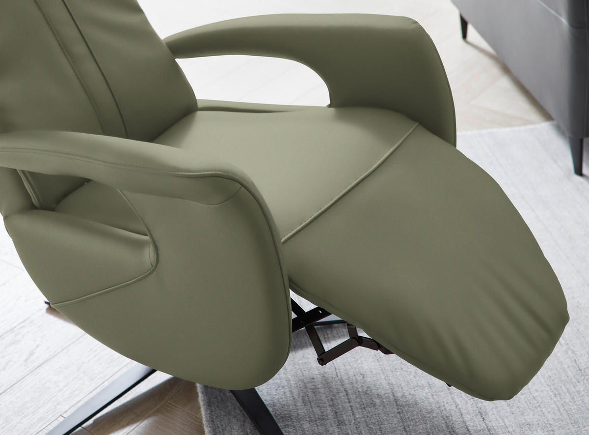 RELAXSESSEL in Leder Olivgrün  - Schwarz/Olivgrün, Design, Leder/Metall (71/112/83cm) - Dieter Knoll