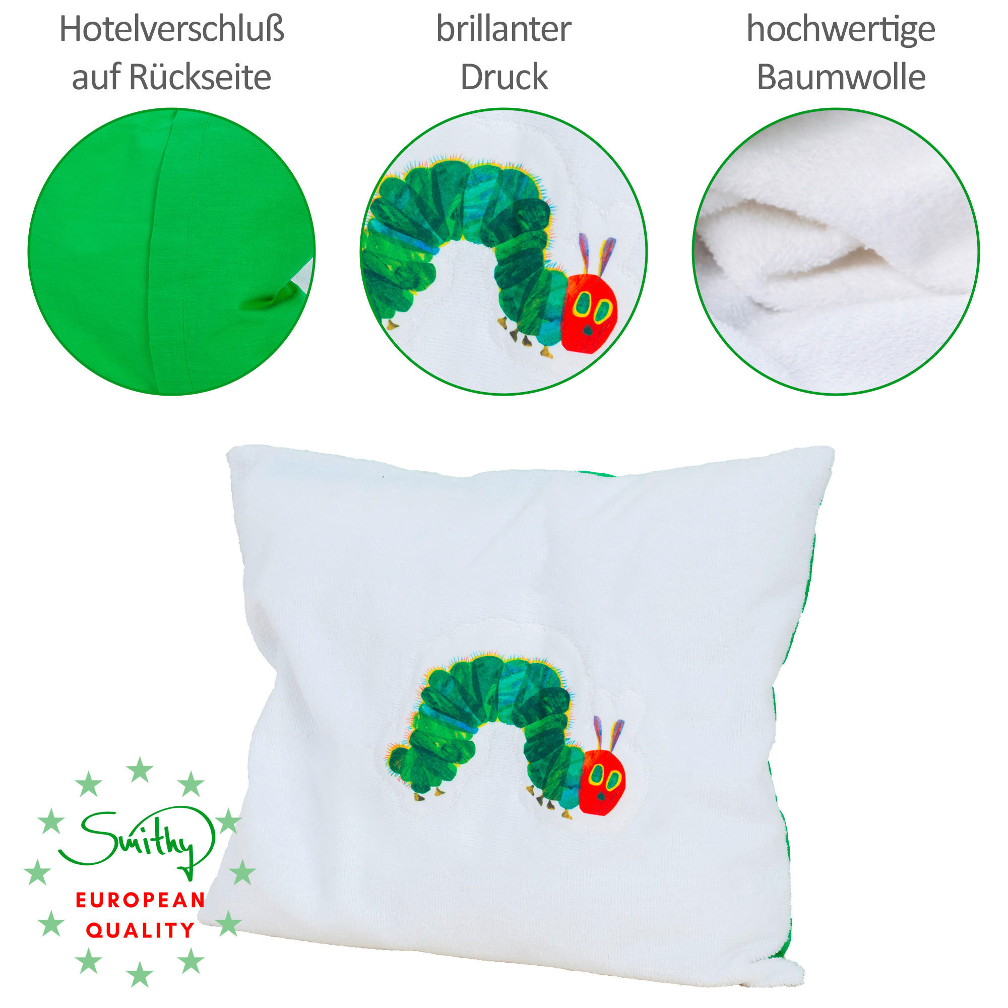 KISSENHÜLLE RAUPE 40/40 cm  - Rot/Weiß, Basics, Textil (40/40cm)