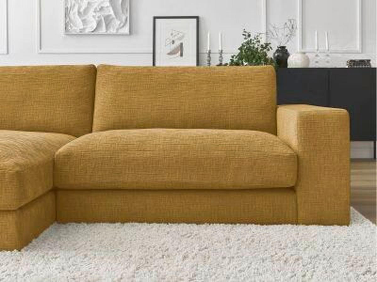 ECKSOFA Ottomane links  LEONARD  Gelb Struktur  - Gelb/Schwarz, MODERN, Kunststoff/Textil (159/274cm)