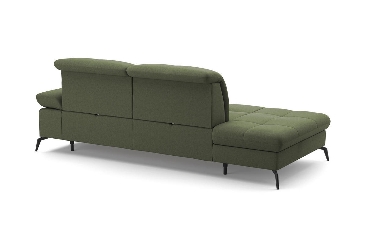 RÉCAMIERE in Flachgewebe Olivgrün  - Schwarz/Olivgrün, Konventionell, Textil/Metall (231/90/122cm) - Sit & More
