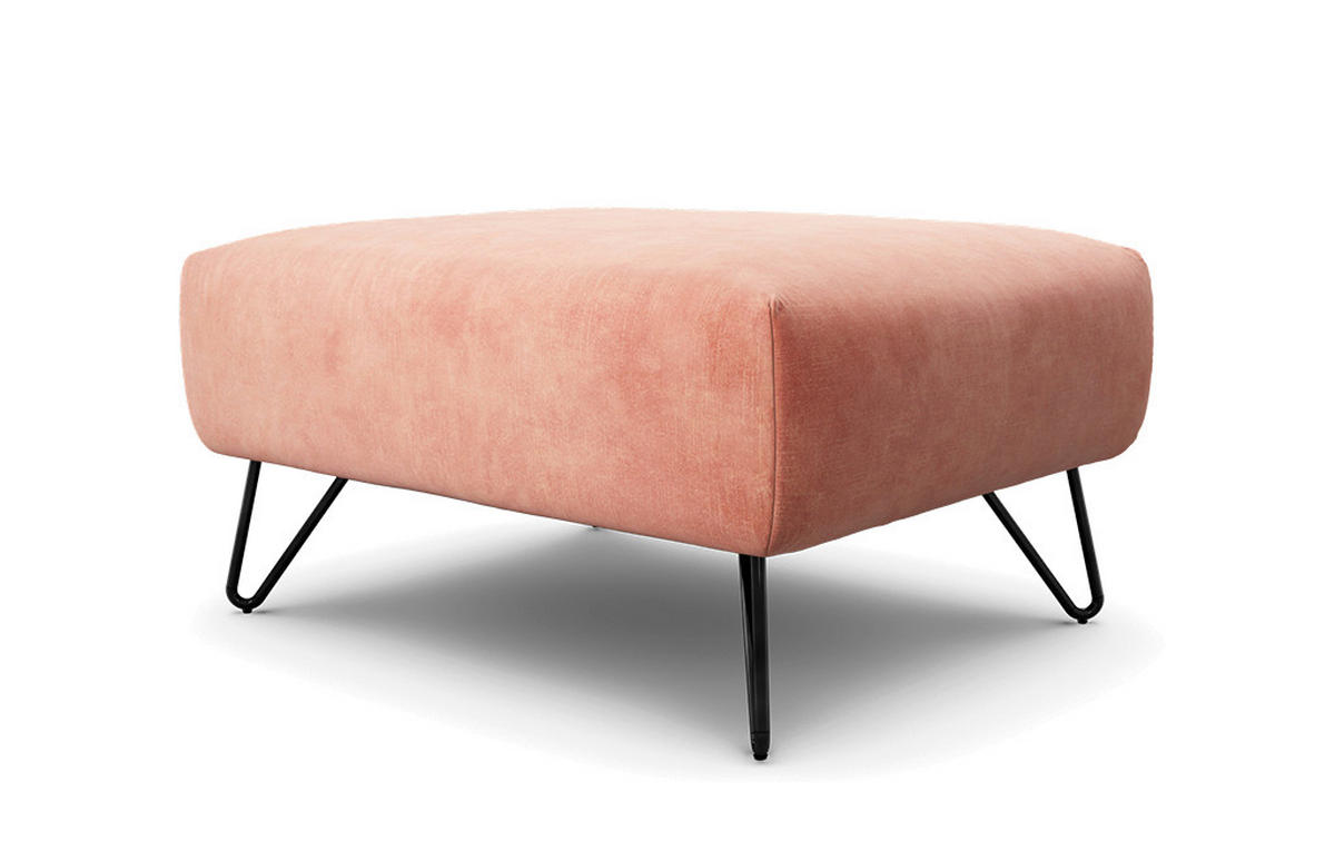 HOCKER Samt Rosa  - Schwarz/Rosa, Design, Textil/Metall (90/70/46cm) - SENSOO