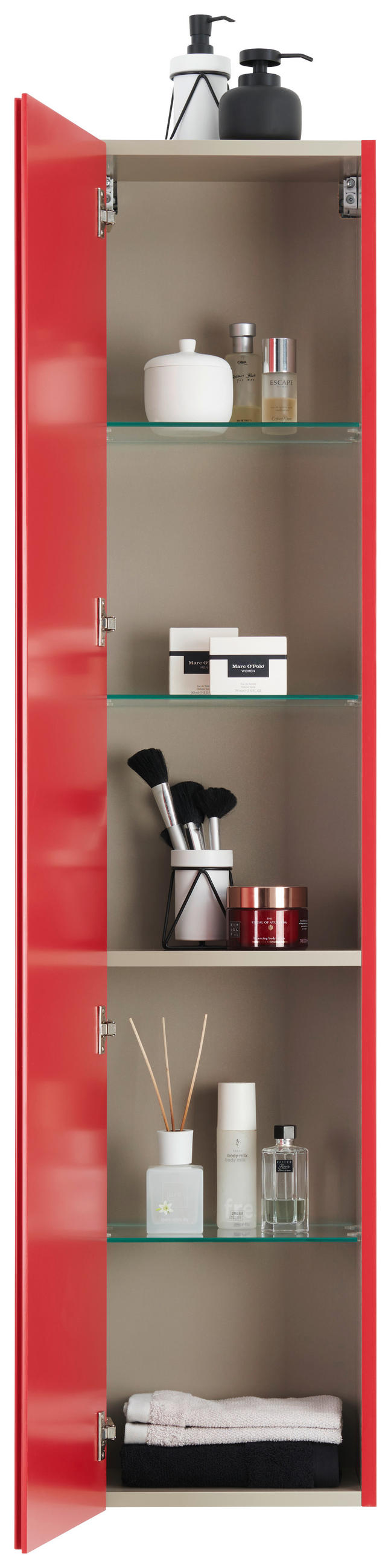 HOCHSCHRANK 35/162,5/25 cm  - Rot, Design, Glas/Holzwerkstoff (35/162,5/25cm) - Dieter Knoll