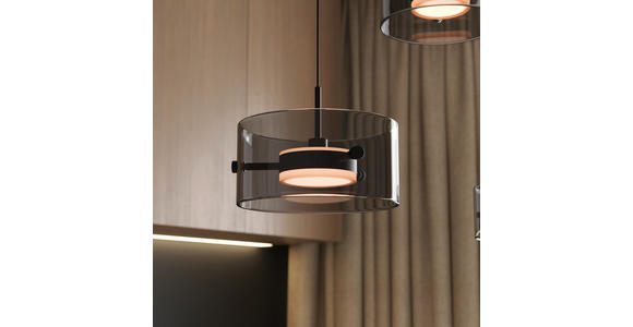 LED-HÄNGELEUCHTE 128/16/150 cm  - Schwarz, Design, Glas/Kunststoff (128/16/150cm) - Novel