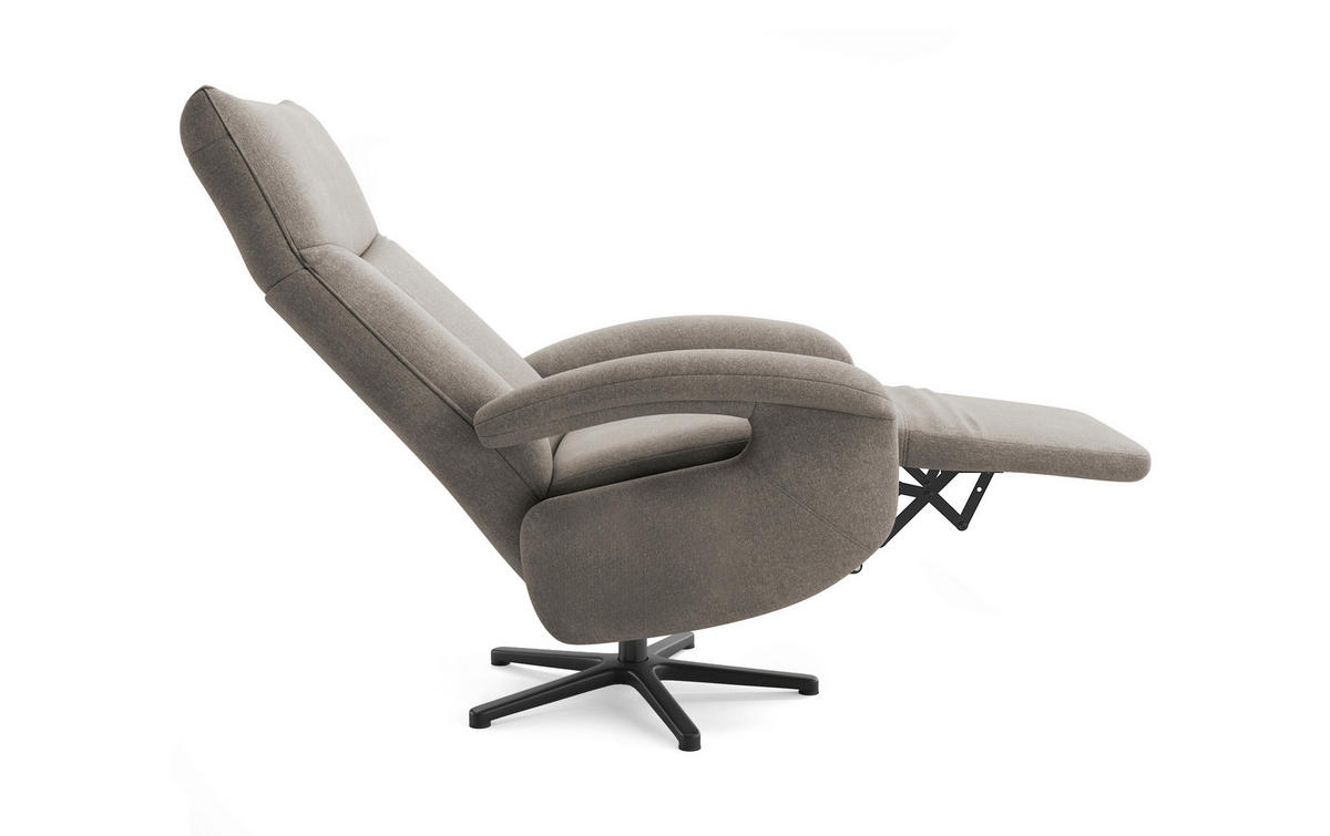 RELAXSESSEL Flachgewebe Kopfteilverstellung, Rücken echt    - Schlammfarben/Schwarz, MODERN, Textil/Metall (74/112/82cm) - Sit & More