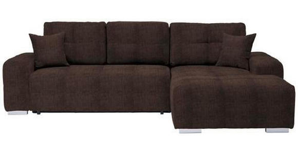 ECKSOFA in Webstoff Dunkelbraun  - Dunkelbraun/Silberfarben, Design, Kunststoff/Textil (280/194cm) - Carryhome