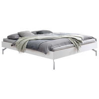 BETT 90/200 cm  in Weiß  - Alufarben/Weiß, MODERN, Holz/Metall (90/200cm) - Hasena
