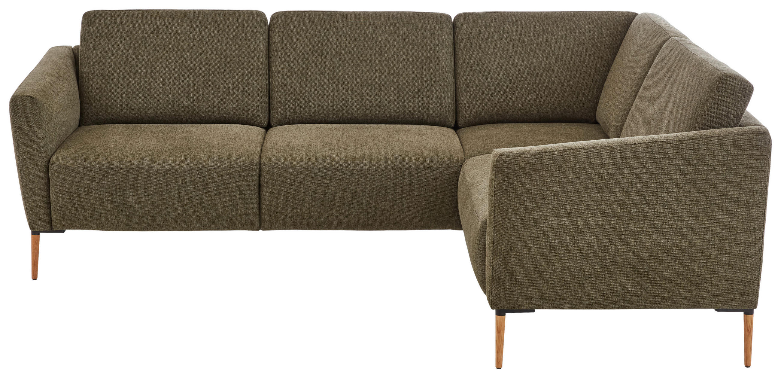 ECKSOFA Olivgrün Flachgewebe  - Eichefarben/Olivgrün, Design, Holz/Textil (238/186cm) - Valnatura