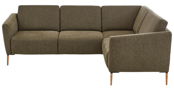 ECKSOFA Olivgrün Flachgewebe - Eichefarben/Olivgrün, Design, Holz/Textil (238/186cm) - Valnatura