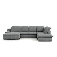 WOHNLANDSCHAFT Dunkelgrau Chenille  - Chromfarben/Dunkelgrau, Design, Textil/Metall (165/353/212cm) - Livetastic
