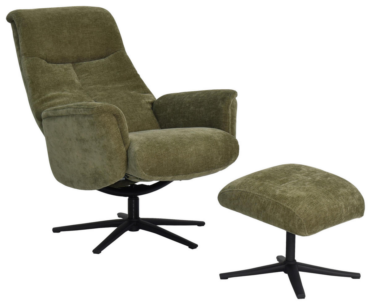 RELAXSESSELSET RELAVO Webstoff Hocker    - Schwarz/Grün, Design, Textil/Metall (72/109/86/111/81cm) - Livetastic