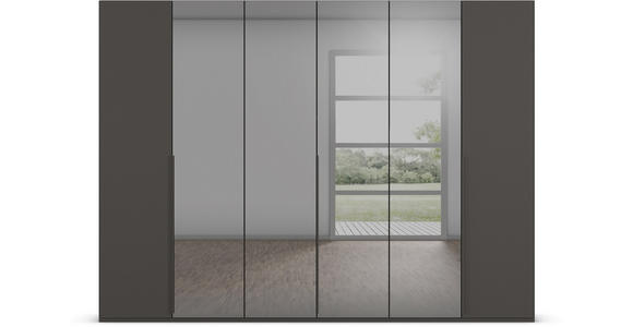 DREHTÜRENSCHRANK 301/223/61 cm 6-türig Graphitfarben, Grau - Graphitfarben/Grau, Trend, Glas/Holzwerkstoff (301/223/61cm) - Novel