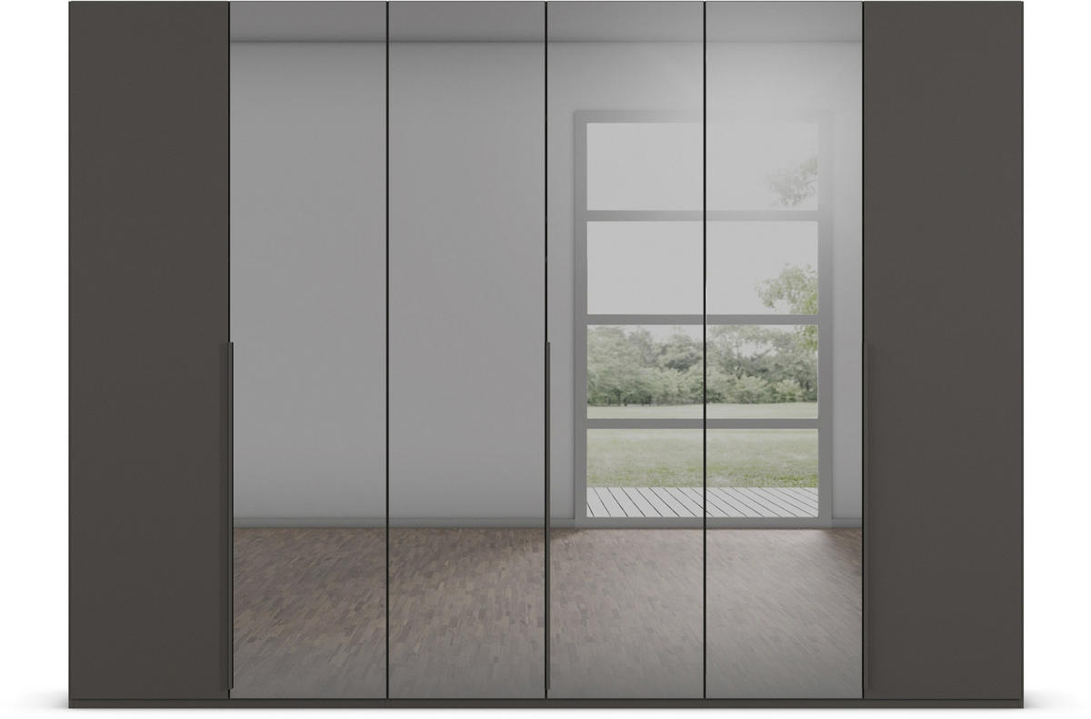 DREHTÜRENSCHRANK in Graphitfarben, Grau  - Graphitfarben/Grau, Trend, Glas/Holzwerkstoff (301/223/61cm) - Rauch Möbel