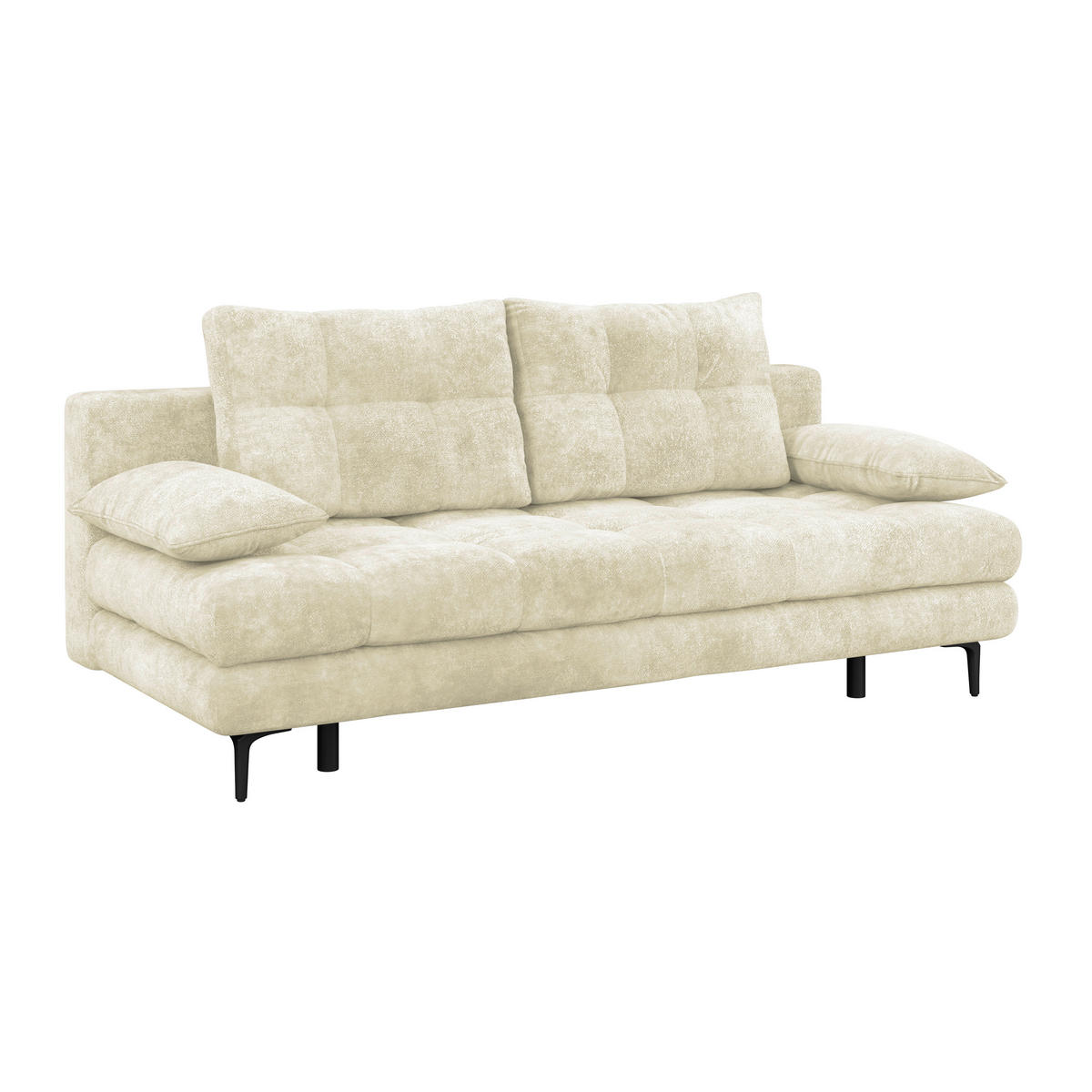 SCHLAFSOFA Chenille Creme  - Creme/Schwarz, Konventionell, Textil/Metall (203/94/96cm) - MID.YOU