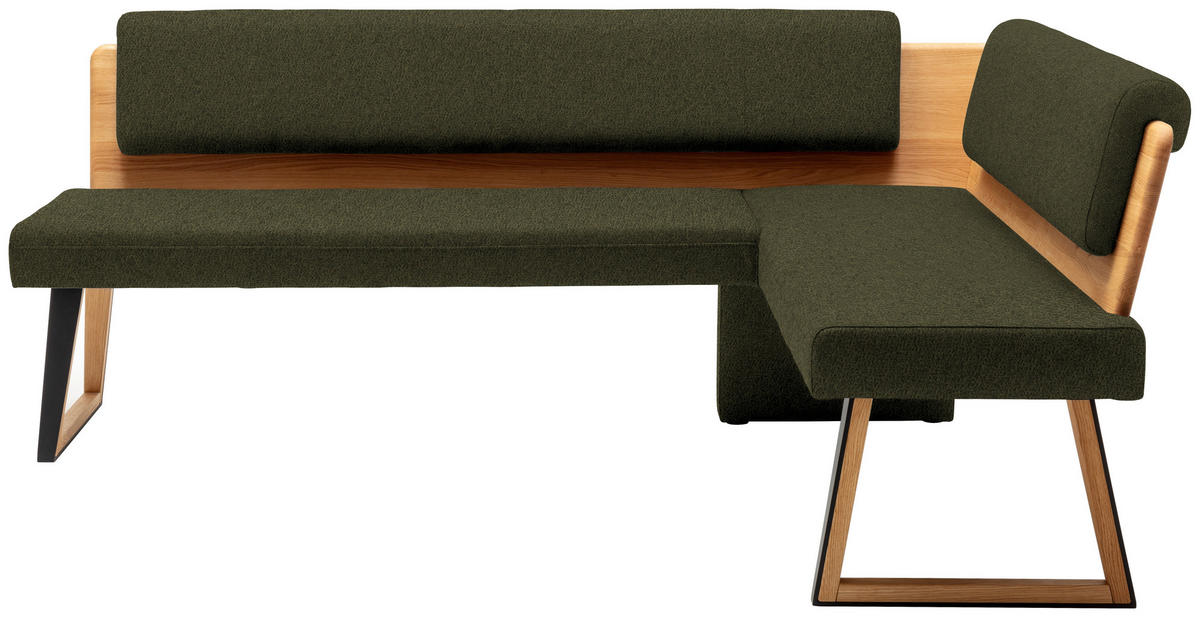 ECKBANK 235/165 cm  in Grün, Wildeiche  - Wildeiche/Schwarz, Design, Holz/Textil (235/165cm) - Venda