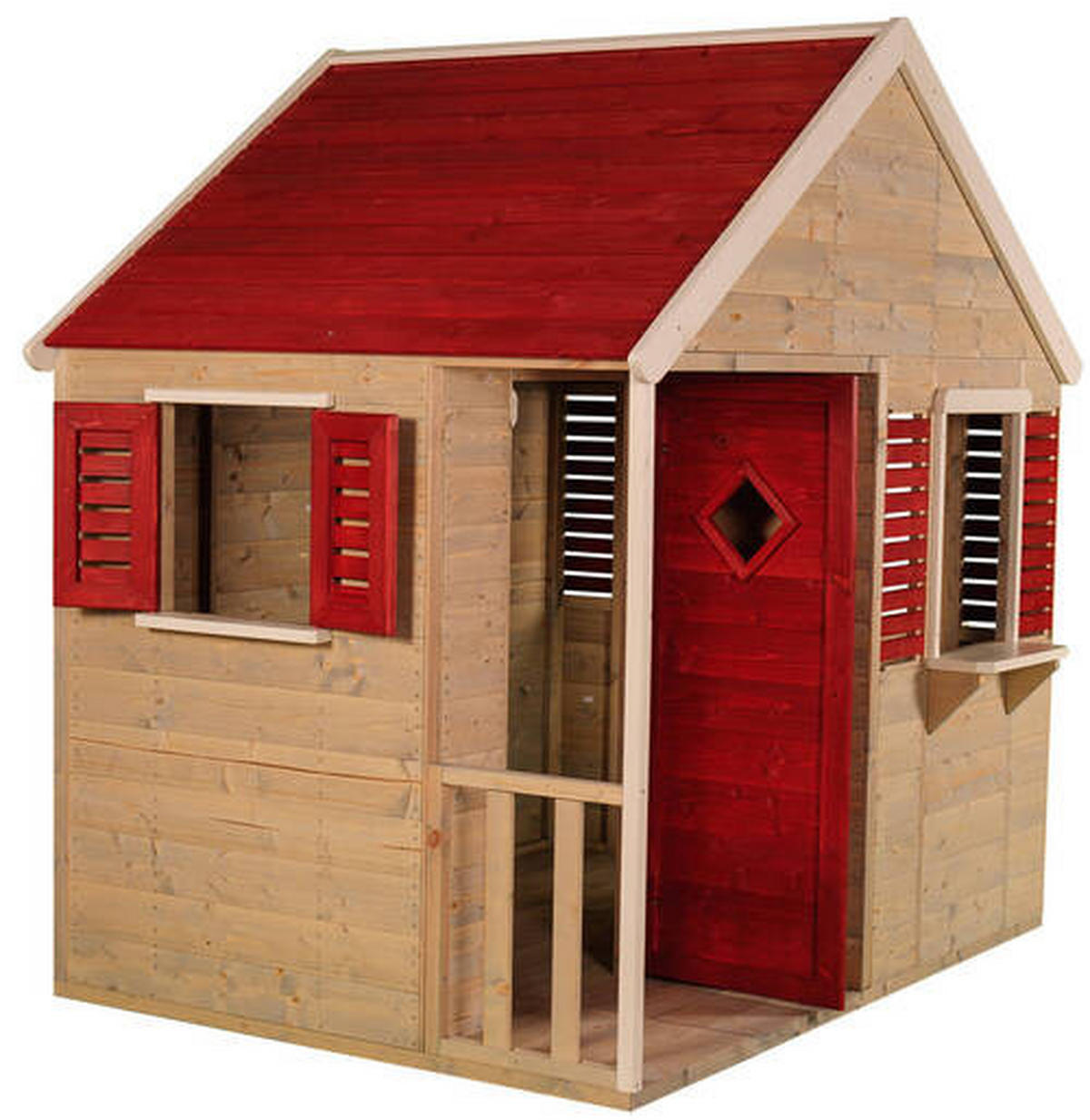 SPIELHAUS 155/168/120 cm  - Rot/Naturfarben, KONVENTIONELL, Holz (155/168/120cm) - Ambia Garden