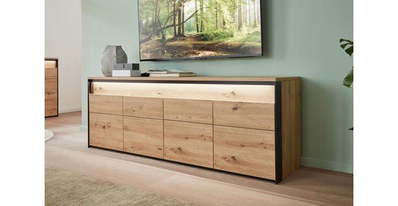 LOWBOARD  in 173/63/47 cm  - Schwarz/Eiche Artisan, KONVENTIONELL, Holzwerkstoff (173/63/47cm) - Voleo