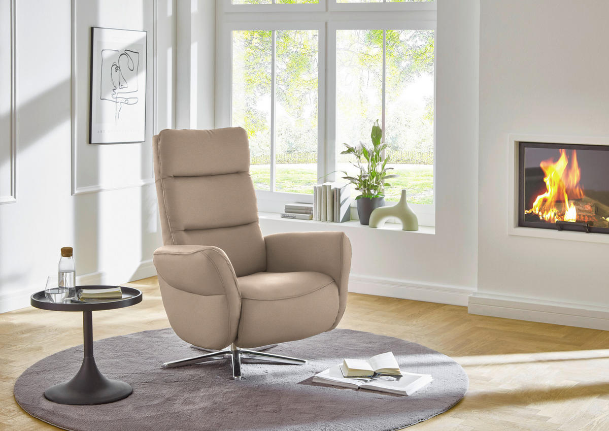 RELAXSESSEL in Textil Beige  - Chromfarben/Beige, Design, Textil/Metall (78/113/83cm) - Beldomo Speed