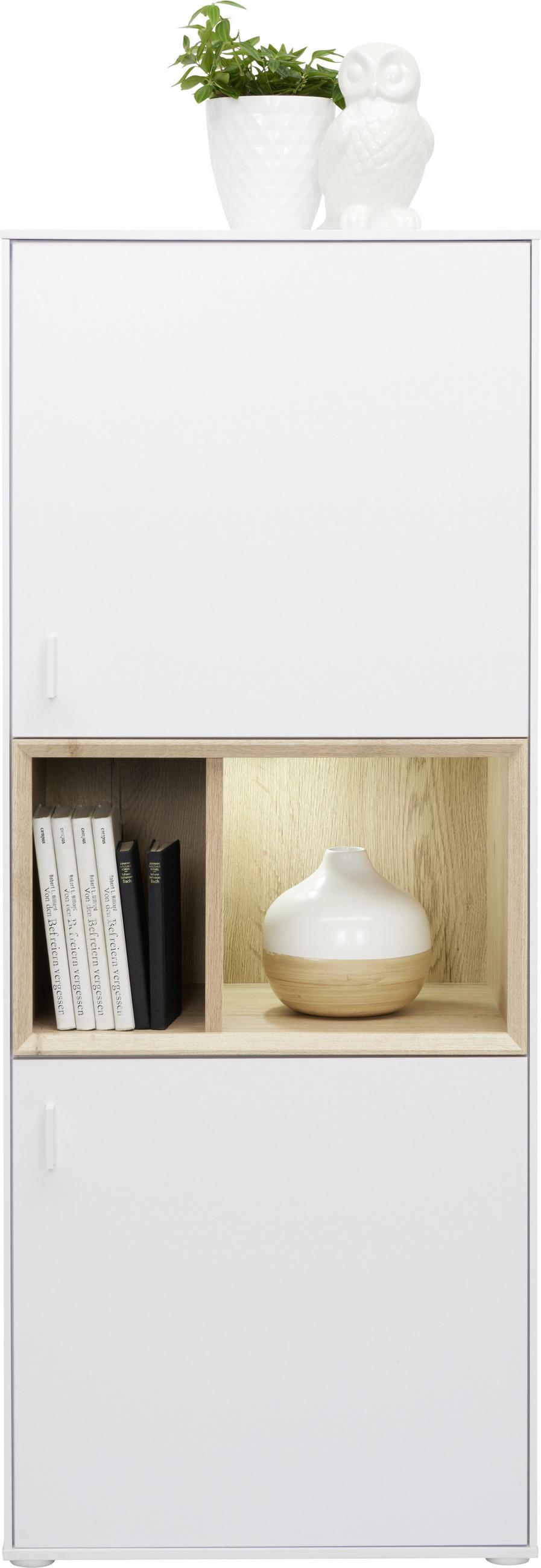 KOMODA  - bílá/barvy dubu, Design, kompozitní dřevo/plast (55/136/40cm) - Hom`in