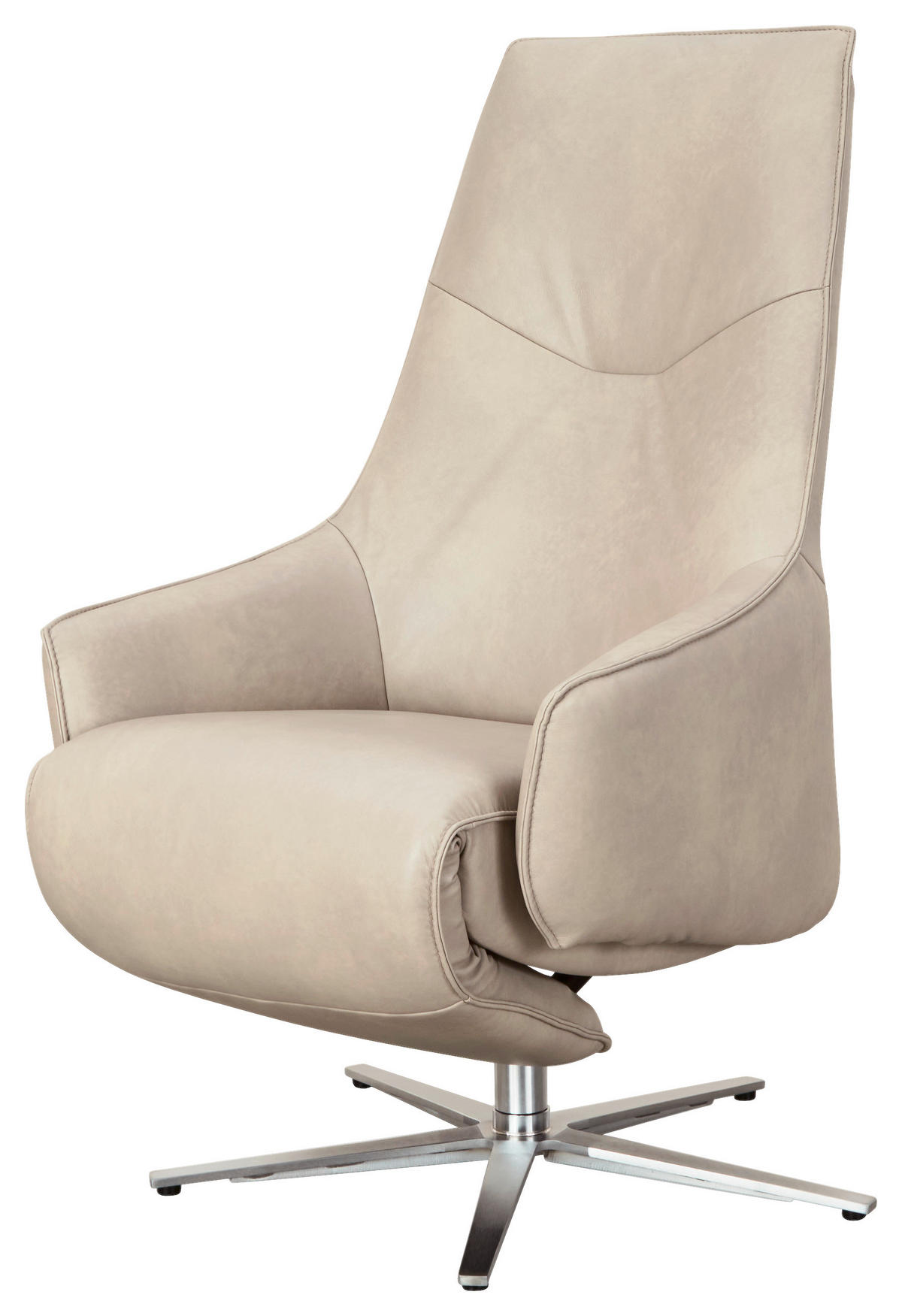 RELAXSESSEL Echtleder Relaxfunktion, Fußteilverstellung    - Edelstahlfarben/Creme, Design, Leder/Metall (70/120/88cm) - Himolla
