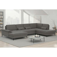 SEDACÍ SOUPRAVA, kůže, mokka - černá/mokka, Basics, kov/textil (176/363/223cm) - Sit & More