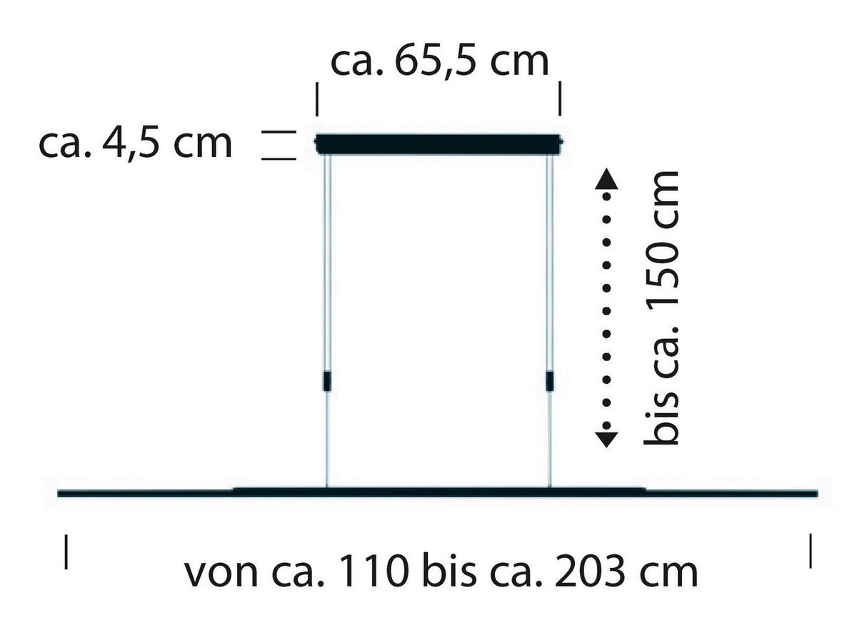 LED-HÄNGELEUCHTE 110-203/150 cm  - Design, Metall (110-203/150cm) - Bankamp