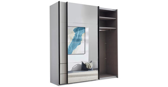 SCHWEBETÜRENSCHRANK  in Schwarz, Weiß  - Schwarz/Weiß, MODERN, Glas/Holzwerkstoff (215/225,5/60,5cm) - Xora