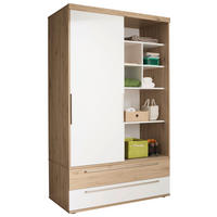 SCHIEBETÜRENSCHRANK 2-türig Weiß, Eichefarben  - Eichefarben/Silberfarben, Design, Holzwerkstoff/Metall (164,1/206,9/63,9cm) - Paidi