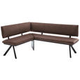 ECKBANK 165/205 cm  in Schwarz, Hellbraun  - Hellbraun/Schwarz, MODERN, Textil/Metall (165/205cm) - Cantus