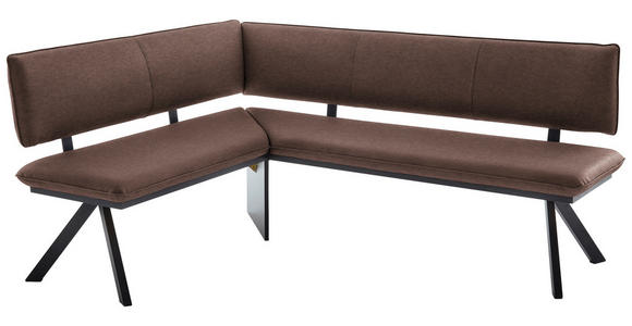 ECKBANK 165/205 cm in Schwarz, Hellbraun - Hellbraun/Schwarz, MODERN, Textil/Metall (165/205cm) - Cantus