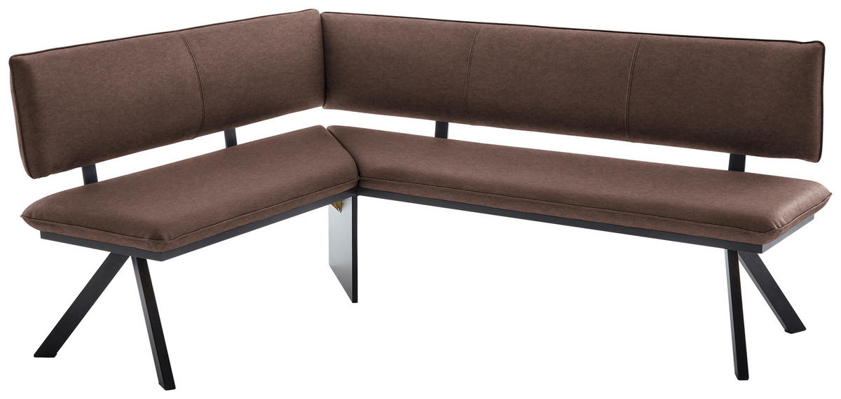 ECKBANK in Metall, Textil Schwarz, Hellbraun  - Hellbraun/Schwarz, Modern, Textil/Metall (140/180cm) - Cantus