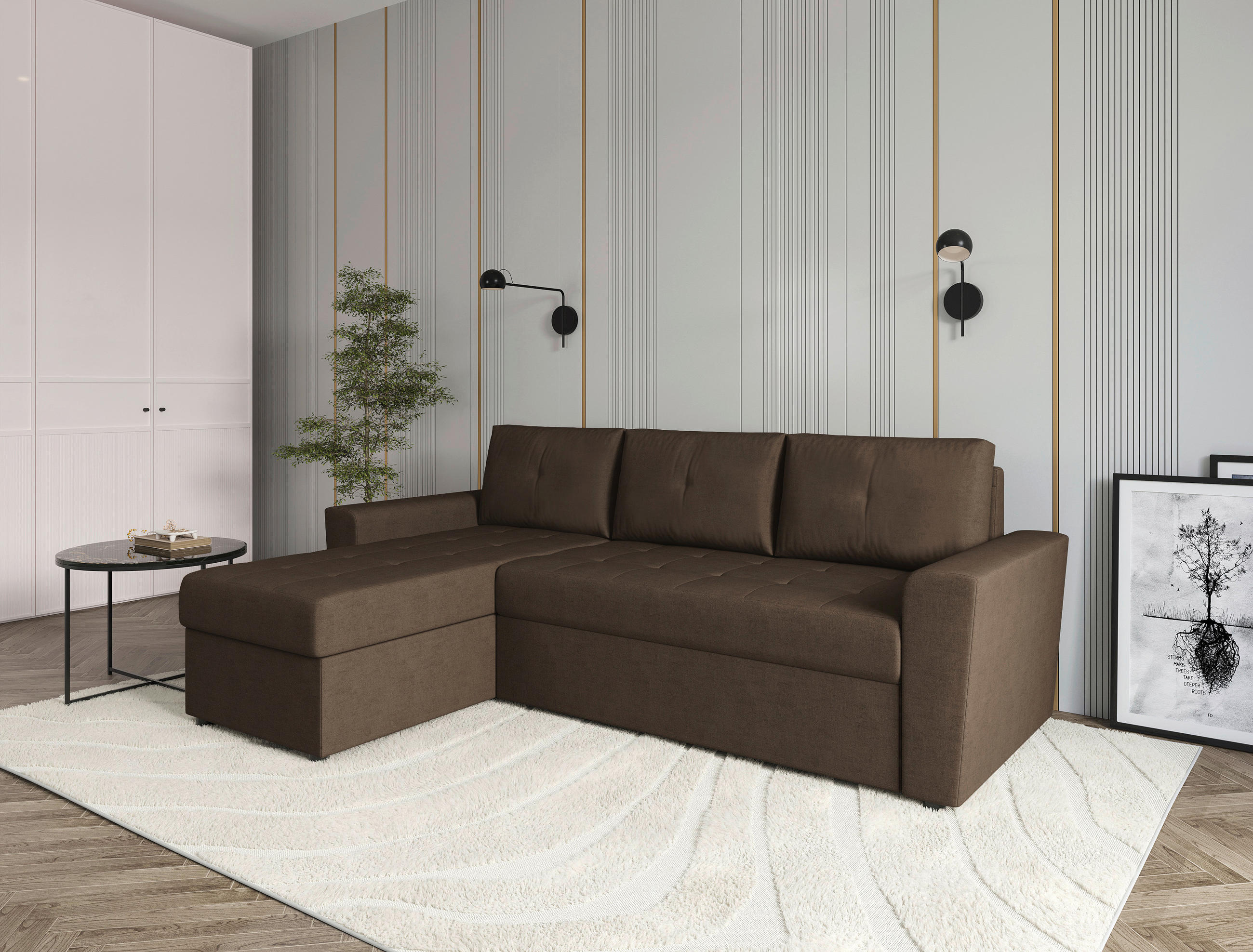 Mid.you Ecksofa Termoli Braun 231x155 cm