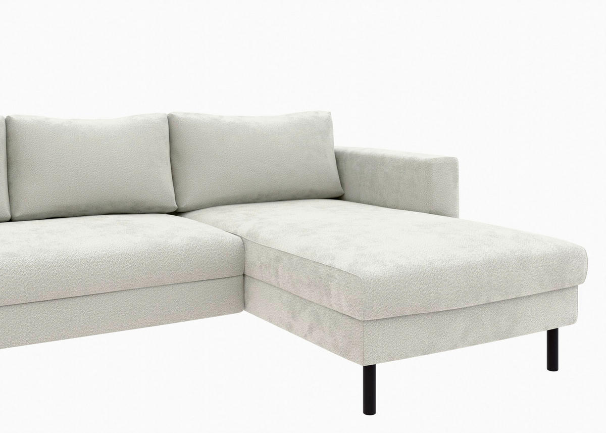 WOHNLANDSCHAFT Weiß Struktur  - Schwarz/Weiß, MODERN, Textil/Metall (161/306/161cm) - Trendmanufaktur