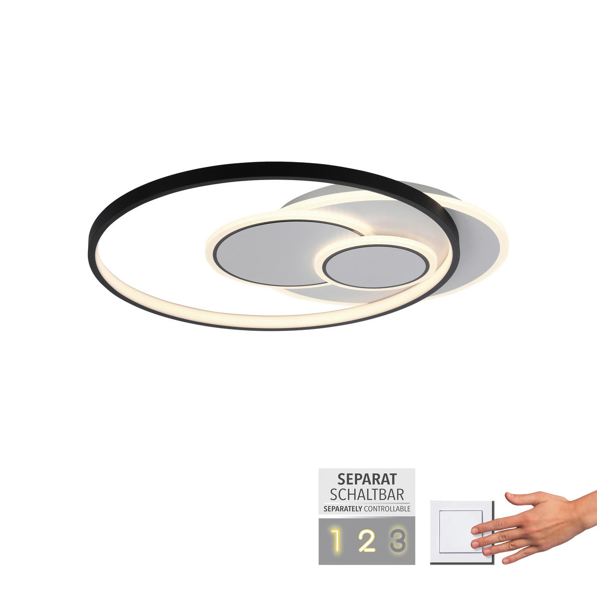 STROPNÍ LED SVÍTIDLO, 55/48/6 cm - Design, kov/plast (55/48/6cm)
