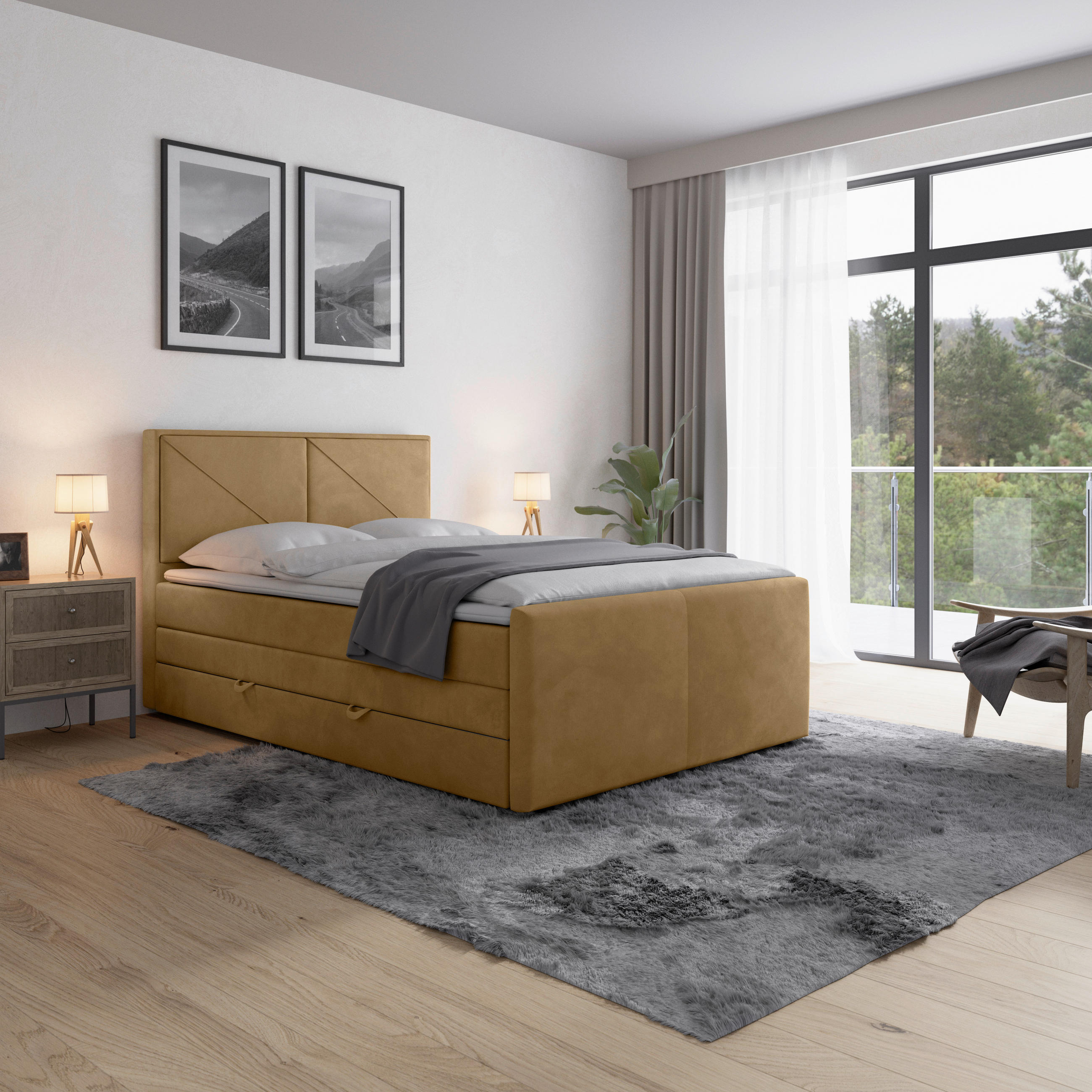 Livetastic Boxspringbett Beige 140x200 cm