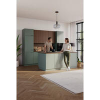 EINBAUKÜCHE   - Eiche Bianco/Grün, Design, Holzwerkstoff - Novel