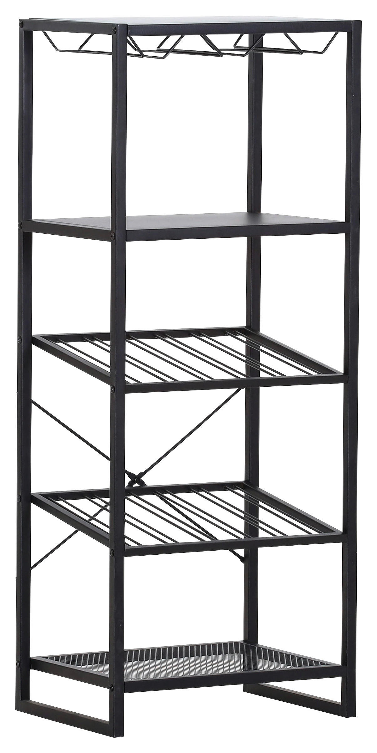 WEINREGAL  - Anthrazit/Schwarz, Trend, Metall (47/118/35cm) - Livetastic