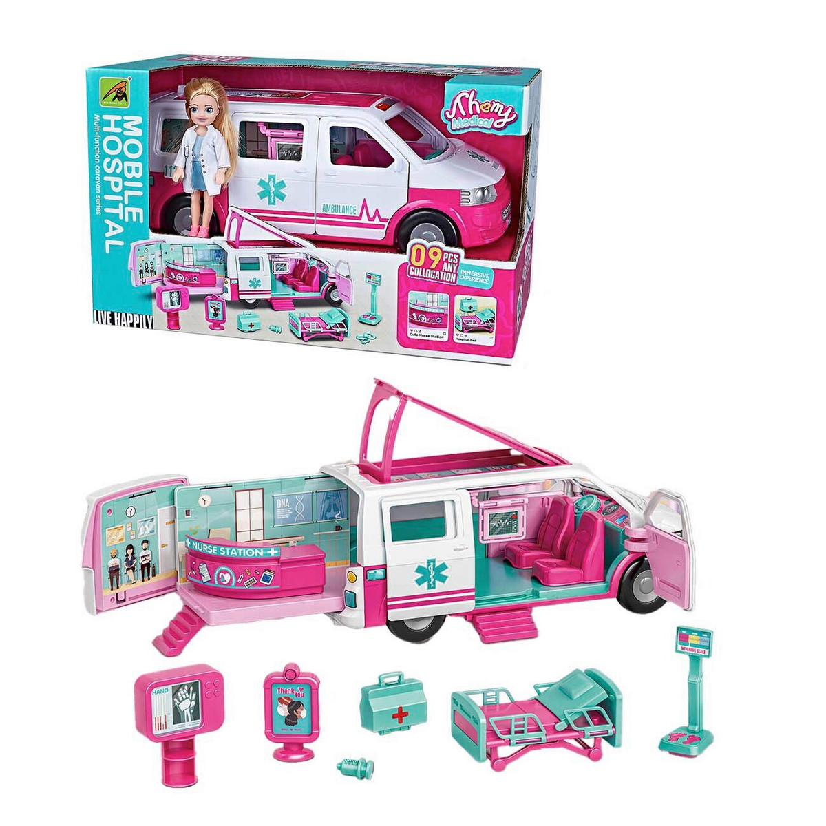 PRIJENOSNI SET ZA LUTKE   - pink, Basics, plastika (23/37/17cm)