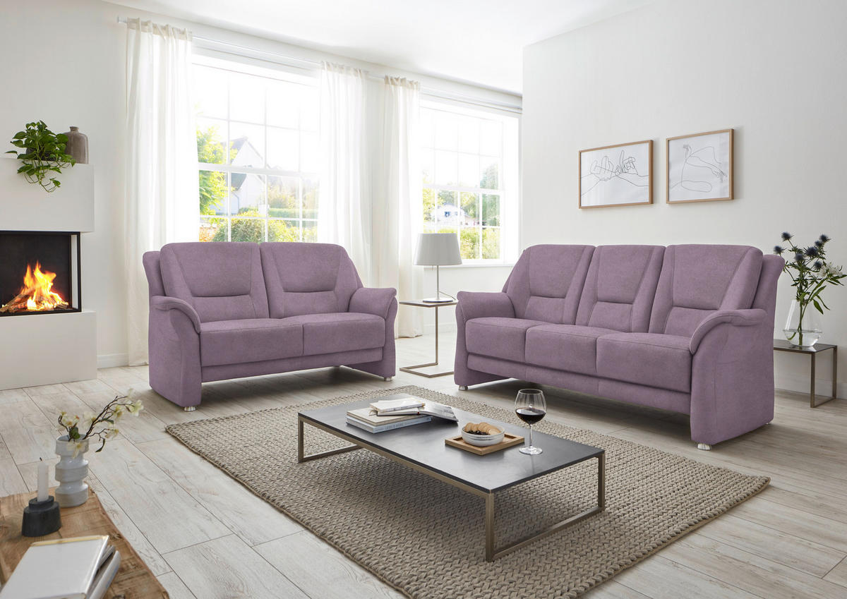 3-SITZER-SOFA in Mikrofaser Lila, Flieder  - Beige/Lila, KONVENTIONELL, Textil/Metall (198/100/89cm) - Beldomo Comfort