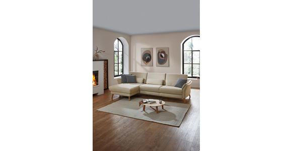 ECKSOFA Beige Chenille, Flachgewebe - Beige/Naturfarben, Design, Holz/Textil (281/157cm) - Valnatura