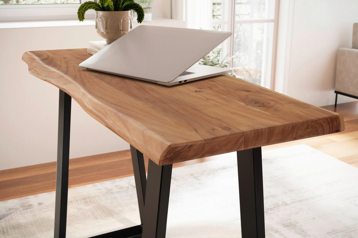 SCHREIBTISCH 118/41/76,5 cm  in Akaziefarben  - Schwarz/Akaziefarben, Modern, Holz/Metall (118/41/76,5cm) - MID.YOU