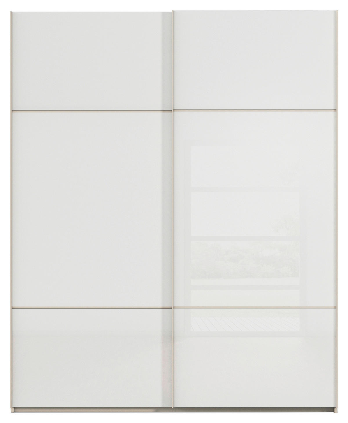 SCHWEBETÜRENSCHRANK in Weiss, Champagner  - Weiss/Champagner, Konventionell, Glas/Holzwerkstoff (201/223/67cm) - Novel