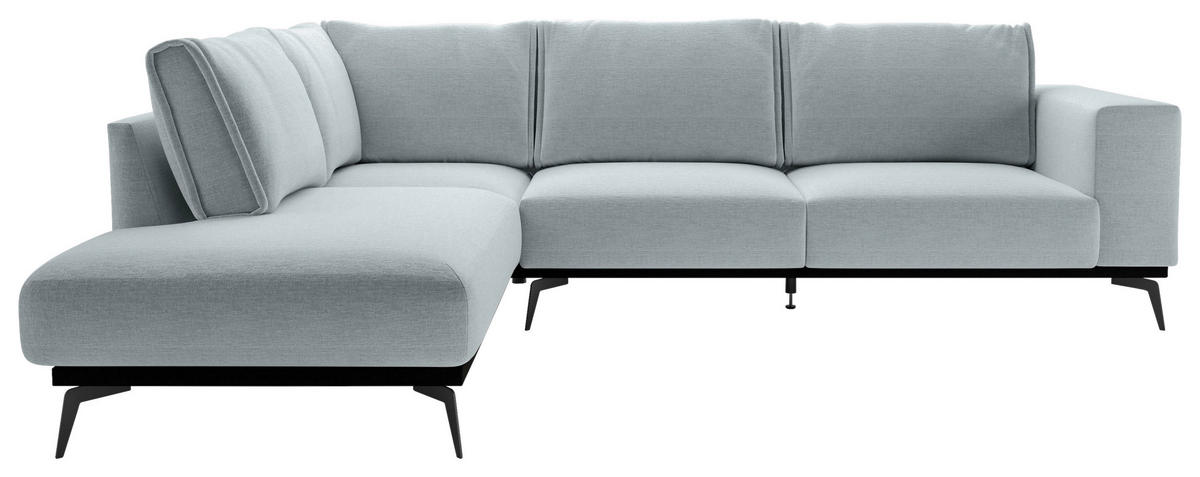 KOTNA SEDEŽNA GARNITURA, velurno svetlo siva  - črna/svetlo siva, Design, kovina/tekstil (200/293cm) - MID.YOU