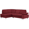 ECKSOFA in Flachgewebe Rot  - Silberfarben/Rot, KONVENTIONELL, Holz/Textil (186/255cm) - Cantus