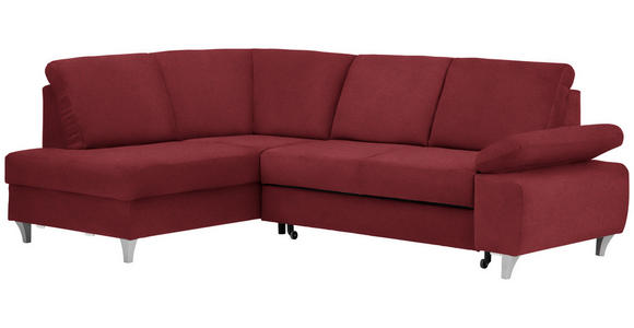 ECKSOFA in Flachgewebe Rot  - Silberfarben/Rot, KONVENTIONELL, Holz/Textil (186/255cm) - Cantus