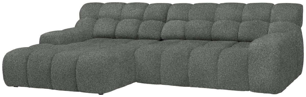 ECKSOFA in Webstoff Dunkelgrau  - Dunkelgrau/Schwarz, Modern, Kunststoff/Textil (180/297cm) - Welnova
