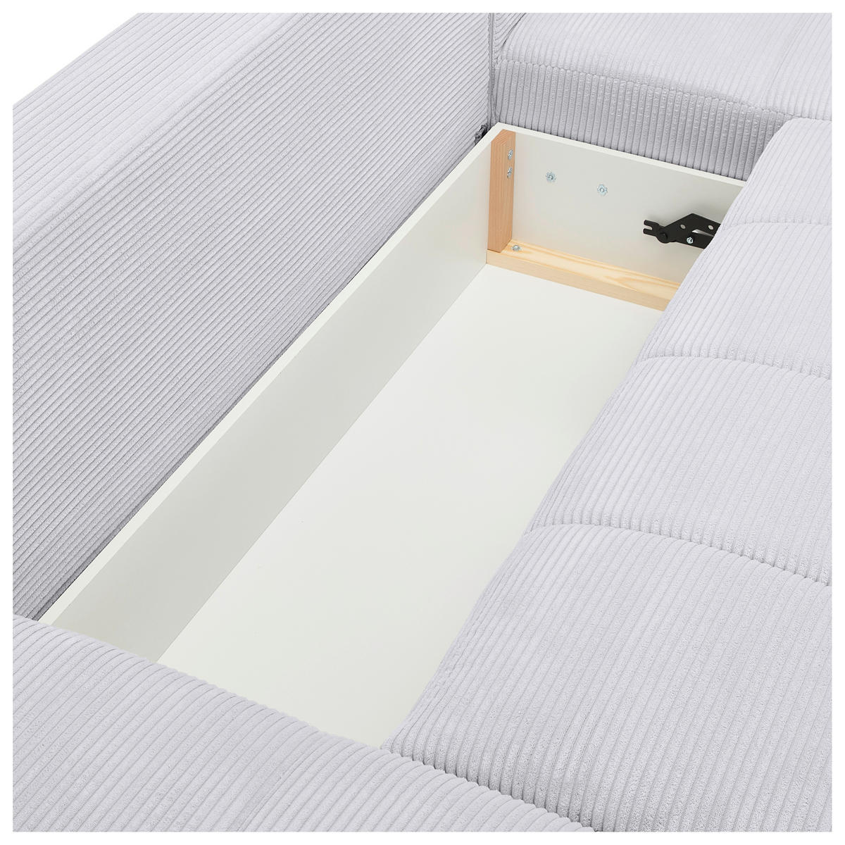 WOHNLANDSCHAFT Hellgrau Cord  - Chromfarben/Hellgrau, KONVENTIONELL, Kunststoff/Textil (180/376/180cm) - Carryhome