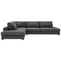 ECKSOFA Grau Plüsch, Bouclé  - Schwarz/Grau, Design, Kunststoff/Textil (244/332cm) - Livetastic
