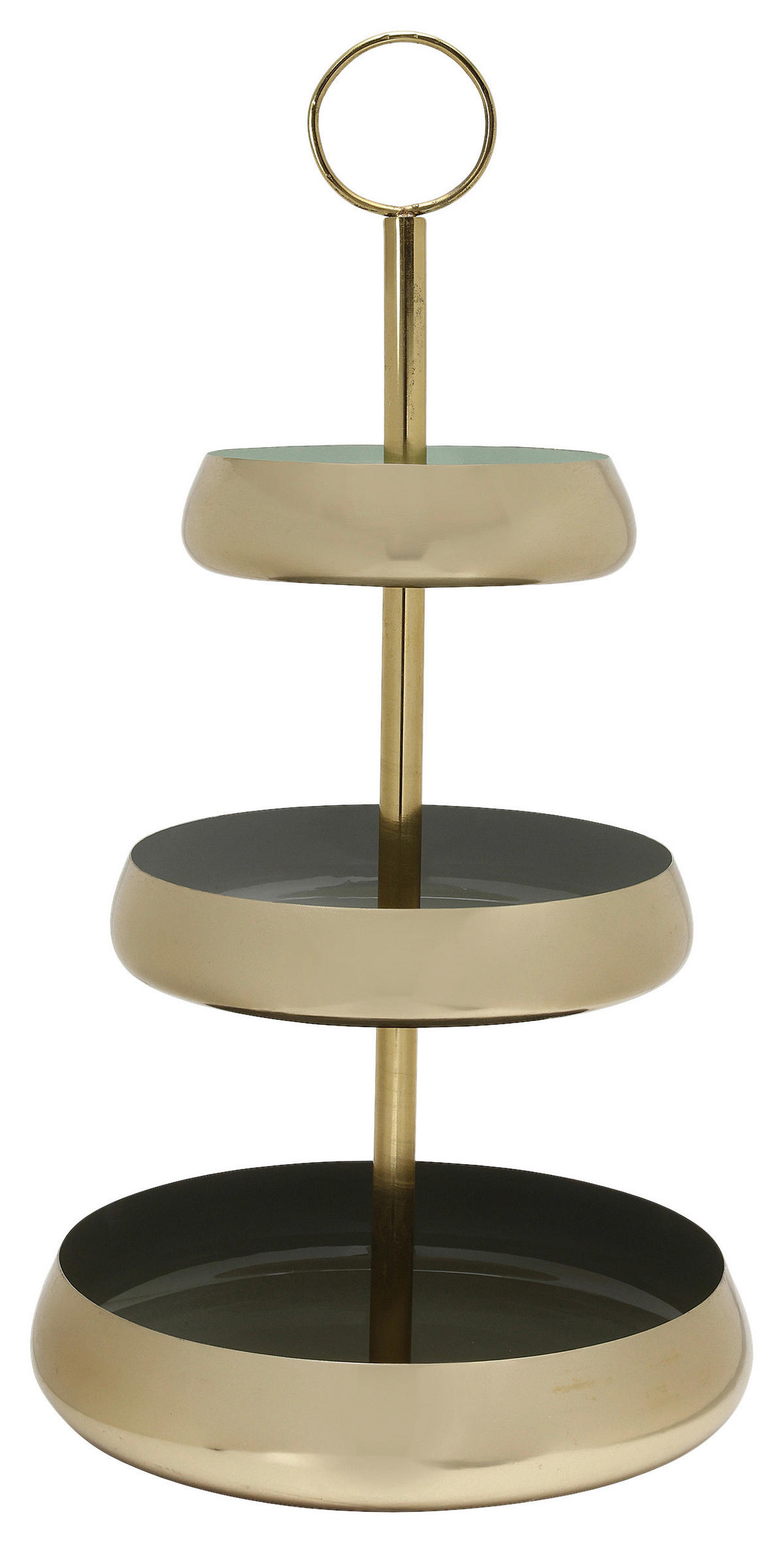ETAGERE 3-stöckig - Salbeigrün/Goldfarben, Trend, Metall (33/63cm) - Kayoom