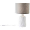 STOLNÍ LAMPA, E14, 25/42 cm  - šedá/bílá, Design, textil/keramika (25/42cm)