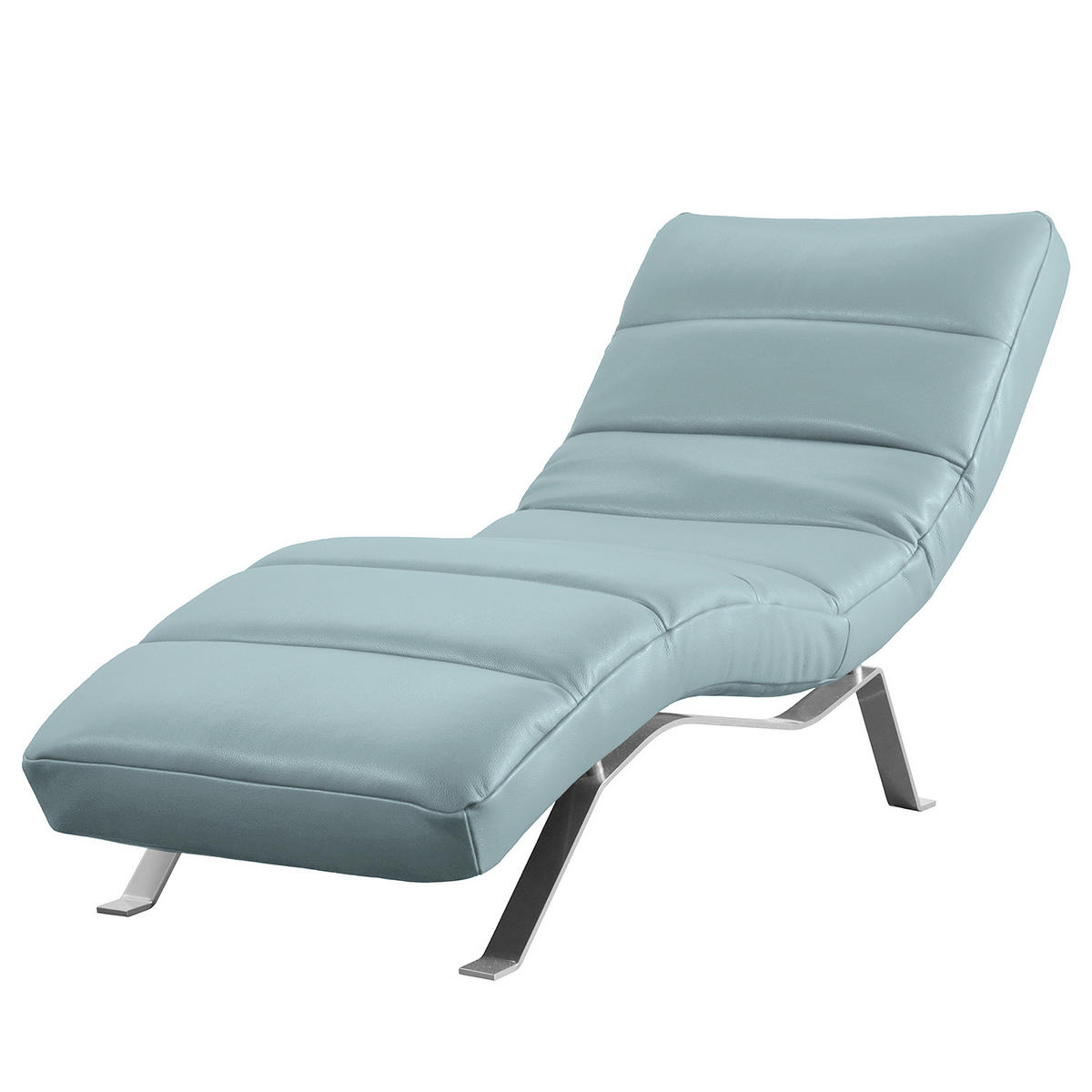 RELAXLIEGE in Echtleder Blaugrau  - Silberfarben/Blaugrau, Design, Leder/Metall (65/65-95/171cm) - Livetastic